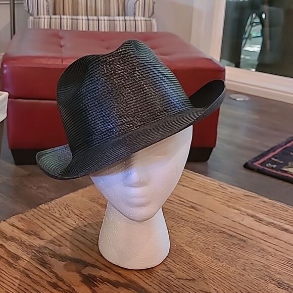 Dobbs  of New York sz 8 black straw Fedora hat. NWT - Picture 6 of 7